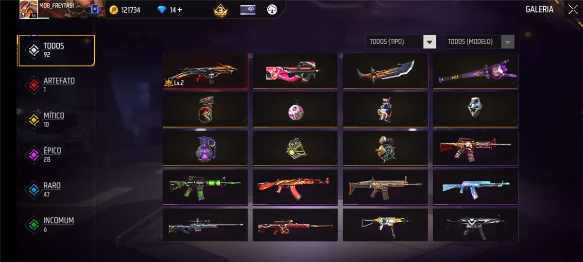 Venda de conta de jogo Free Fire